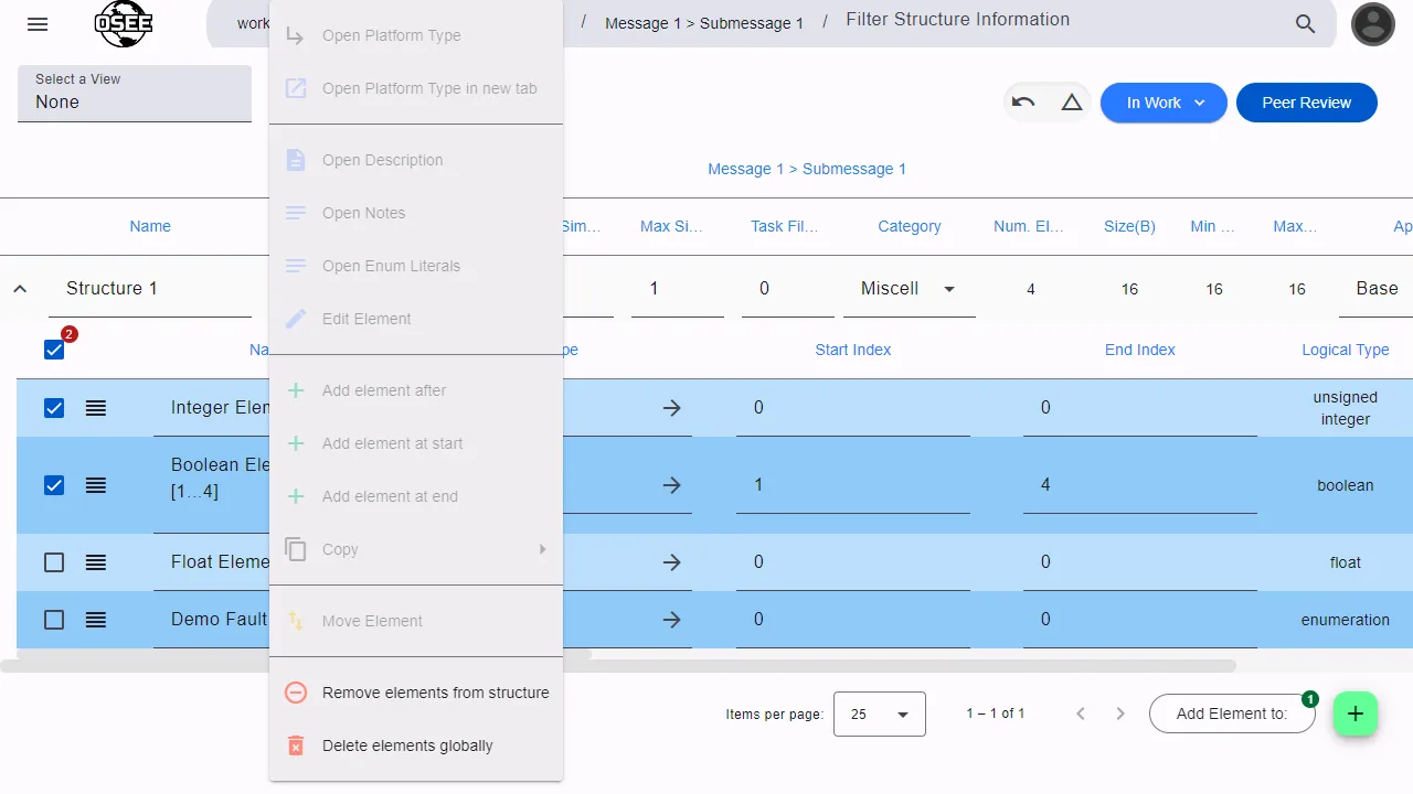 Multi select context menu