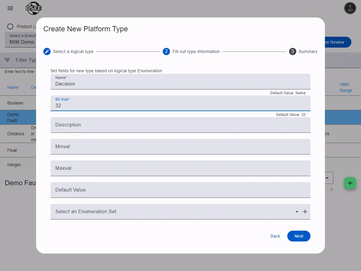 Creating a new Enumeration platform type